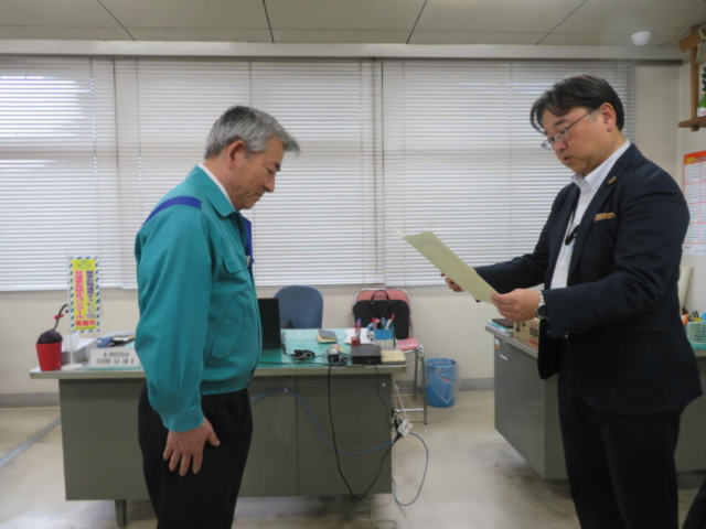 能登半島地震災害への対応に対する感謝状をいただきました！